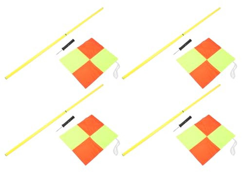 Fußball-Eckfahnen, 4 Stück, 2 Abschnitte, 1,5 M, Kunststoff-Eckfahnen-Set, Sport-Fußball-Eckfahnen-Set, Fußballfahnen mit 4 Stück Quadratischen Flaggen für Fußballtraining Im