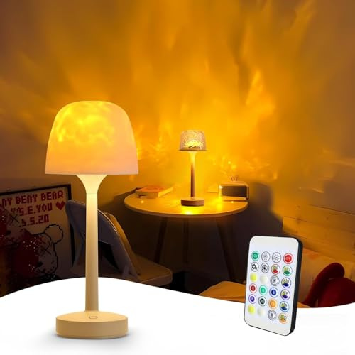 Lunena Lamps for Bathroom, 16 Color LED Sunset Water Ocean Light Projector, RGB Ambient Night Lights, Remote & Touch Control, Soft Lighting or Immersive Ripple Projection (16 Colors+Remote)