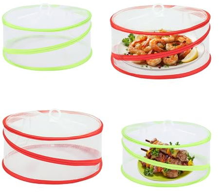 GZXUEHU 4er Set Faltbare Abdeckhaube Lebensmittel, Fliegenhaube Lebensmittel, Obsthaube Gegen Fruchtfliegen, Praktisch und Langlebig Geeignet für Alltag, Picknick, Camping