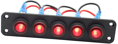 PRETYZOOM Pannello Interruttore Gangs Interruttori Car Pre-pannello Tensione Dc Indicatore LED Incluso Adatto per Auto Moto Imbarcazioni Yacht