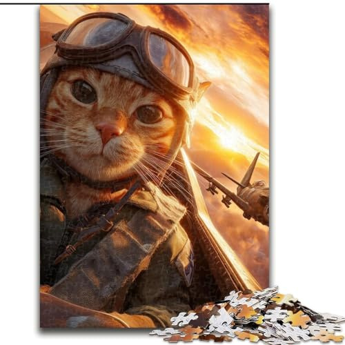 Rompecabezas de 1000 Piezas de piloto de Gato Naranja para Adultos, Ideal para Mayores de 14 años, Juegos Divertidos, Actividades en casa, Regalos de cumpleaños y de Viaje (tamaño 26x38cm)