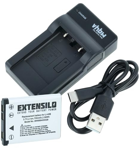 EXTENSILO 1x base di ricarica, 1x cavo di alimentazione, 1x batteria sostituisce Fujifilm NP-45A, NP-45 per camera