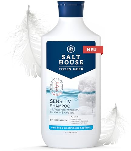 SALTHOUSE Totes Meer Therapie Sensitiv Shampoo - pH-hautneutral - 250ml | reinigt sanft ohne Kopfhaut und Haar auszutrocknen - mit Panthenol und Aloe Vera, dermatologisch bestätigt, für die Familie