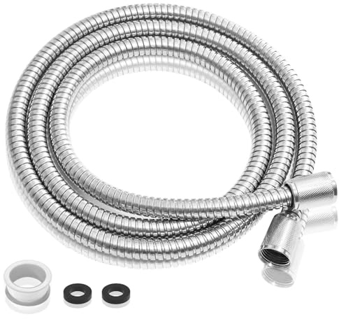 Digiroot 2m Edelstahl Flexibler Duschschlauch mit G1/2 Anschluss,Silber | Brauseschlauch mit Knickschutz & Verdrehschutz. Flexibler Duschschlauch mit Dichtungen, leicht zu reinigen