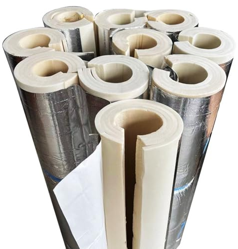 Outdoor Pipe Insulation 20/30mm Anti-Freeze 1 Inch Self Adhesive Water Foam Tube Insulation Foam Wrap Pre Slit Aluminum Foil Pipe Covers for Spigot, Sprinkler(48mm*(1.5inch)*20mm)