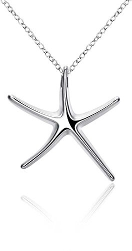 TLIUHRG Argent plaqué pour Les Femmes charmes argentées Pendentif étoiles polies étoiles de mer