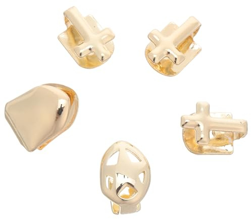 NOLITOY Hip Hop Zahnschmuck mit Kreuzmotiv Goldene Zahnkappen für Damen und Herren Anlaufbeständig Fest Sitzend für Halloween und Cosplay