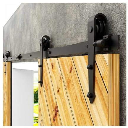Barn Door Side-Mounted Track Hardware,Steel Silent Hanging Rail,Space-Saving Sliding Door Track Hardware Kit,Suitable for Bedrooms and Bathrooms(200cm Orbit)