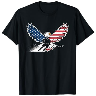 Camiseta De Hockey con Bandera Americana para Hombre Y Niña, Camiseta