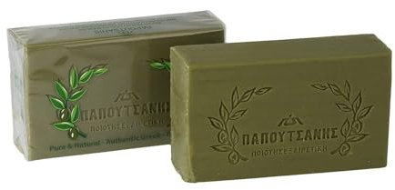 Papoutsanis - Jabón de aceite de oliva puro verde tradicional griego, paquete de 2 unidades de 100 g