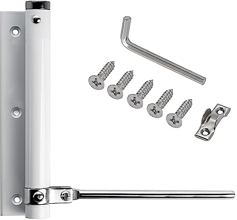 Stahlia Automatischer Türschließer Weiß (1 Stück) Türdämpfer 75 KG Schließkraft Zimmertür Haustür Gartentor Scharnier Stangentürschließer