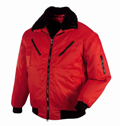 eXtreme Herren Pilotenjacke für Arbeit & Freizeit – Vielseitige Modelle mit 4-in-1 Funktion oder in Warnschutzfarben in Rot Größe L