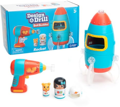 Learning Resources Razzo Bolt Buddies Design & Drill, Spaziale Giocattolo, Giocattolo da Costruzione, Regali per Bambini di 3-5 Anni, Bambini e Bambine