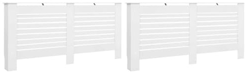 vidaXL 2x Heizkörperverkleidung mit 7 horizontalen Scheiben Heizungsverkleidung Heizkörperabdeckung Heizung Abdeckung Heizkörper Weiß 172x19x81,5cm MDF