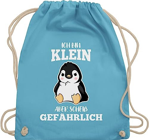 Shirtracer Turnbeutel Rucksack - Sprüche Statement mit Spruch - Ich bin klein aber scheiß gefährlich Pinguin weiß - Unisize - Hellblau - beutel+rucksack+mit+sprüchen sprueche tiere beutel sprüchen