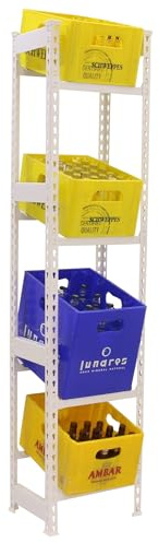 Simon Rack Scaffale per casse di bevande, Ripiano per 4 cassette, 2000x400x300 mm, Ripiano per casse di bevande in metallo, Blanc - Simonbottle