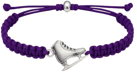 Infinity Collection Ice Skating Charm Bracelet – Adjustable Braided Cord with Silver Skate Pendant – Figure Skating Jewelry, Skater Gift, Coach & Team Spirit Accessory