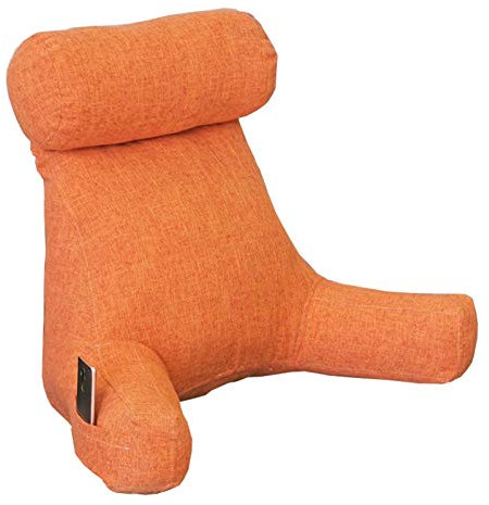 QAZXCVB Lesekissen Rückenkissen,Großes Bett Rückenlehne Kissen Für Bett Mit Armen Und Seitentasche Keilkissen Mit Polster Abnehmbare Armlehne TV-Kissen Buchkissen Für Bett Sofa- F,80 * 67 * 35cm
