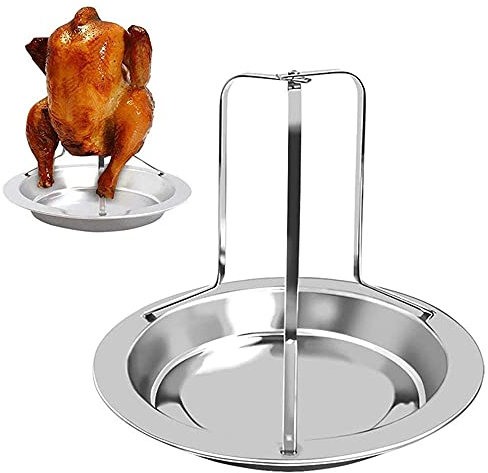 Ding&ng Grille de Poulet rôtie avec Drain, Plateau de Cuisson détachable, Porte-Poulet rôti en Acier Inoxydable pour Outil Barbecue ou Barbecue au Four