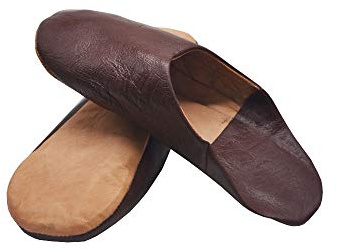 Babbucce o Pantofole marocchine, Unisex, in Vera Pelle, Molto comode per Camminare in casa, Marrone Scuro, 43 EU