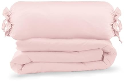 Pizuna Funda Nordica Cama 105- Juego de Funda Edredon 170x210 con 1 Funda Almohada Cilindrica, 400 Hilos Tejido Satinado de Lujo 100% algodón de Fibra Larga de (Rosa Claro)