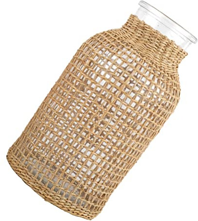 Veemoon Gewebte Glas Blumenvase Kreativ Rattan Vase Dekorative Vasen Für Zuhause Büro Wohnkultur Anlage Blumenarrangement Behälter