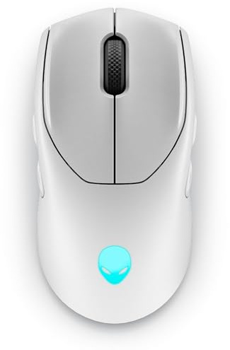 Alienware AW720M Tri-Mode Wireless Gaming Mouse - 2.4GHz Wireless, Bluetooth 5.1, 26,000 DPI, 8-Fully Programmable Buttons, Magnetic Snap Charging Adapter USB-A to USB-C Cable - Lunar Light
