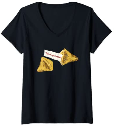 Womens Fortune Cookie Chinese Food Don't Eat the Chicken Funny V-Neck T-Shirt