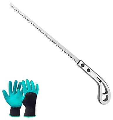 Scie à main portable, lame d'extérieur robuste pour jardinage et coupe du bois, scie d'élagage avec poignée antidérapante (gris)