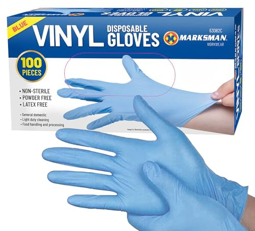 BARGAINS-GALORE 100pc Medium Disposable Vinyl Gloves Blue Powder/latex Free Food Hygiene Non-sterile | Medical, Food, Multi Use | Protection Safety