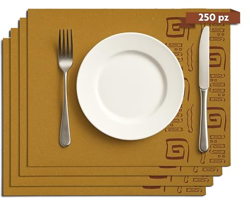 GIORDANO Cart 250 Tovagliette Carta Monouso in Carta Paglia Goffrata in Stile Etnico - Tovagliette Americane Usa e Getta Resistenti, Igeniche e Made in Italy