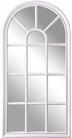 NAFGQIY Wandspiegel Standspiegel Weiß Retro Vintage Rahmen Shabby Chic, Fensteroptik Rustikaler Gartenspiegel Bogen Farmhaus-Spiegel Für Indoor Und Outdoor Schlafzimmer Flur Wanddeko
