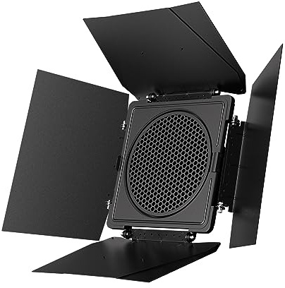 SmallRig 8-Leaf Lighting Barn Doors with Bowens Mount Adapter, Damping Shaft Design, Color Gel Clip and Honeycomb Grid, for SmallRig RC 120/RC 220/RC 350/ RC 450 and Other Bowens Mount Light-4204