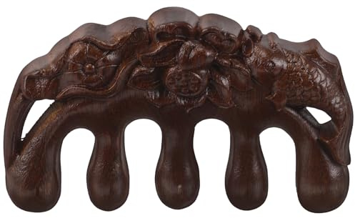 minkissy Holzkamm Massagekamm Wooden Hair Comb Meridian Kopfkamm Aus Holz Meridians Massager for Chinesische Massagewerkzeuge Massage Breiter Zahnkamm Tragbar Sandelholz
