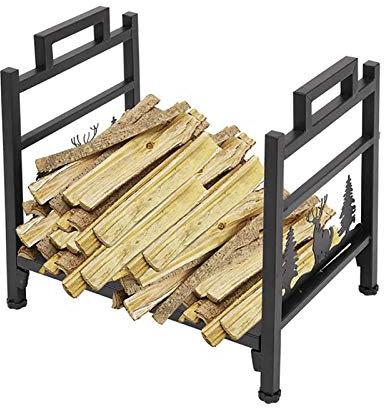 Portalegna da giardino nero, impilatore per legna da camino in metallo per interni Portalegna in ferro battuto resistente, installazione facile