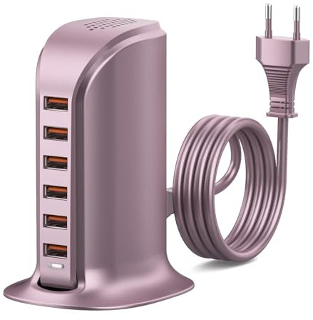 WUKUR 50W Caricatore USB Multiplo,Stazione di Ricarica USB Multipla per Smartphone,Tablet,Ricarica Rapida 5V2.4A