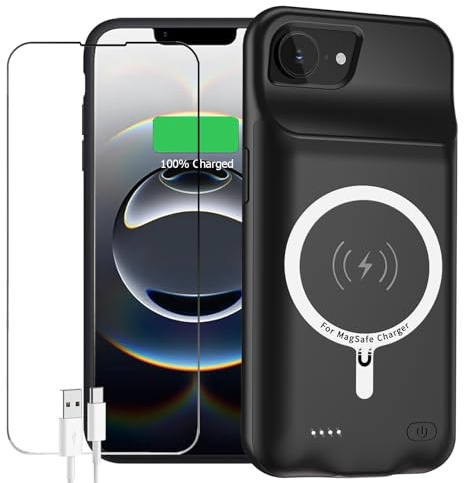 Akku-Hülle für iPhone 16e, verbesserte 10.000 mAh, tragbare, schützende, kabellose Ladehülle, unterstützt Carplay, kompatibel mit iPhone 16e (6,1 Zoll), wiederaufladbarer, erweiterter Akku-Ladegerät,