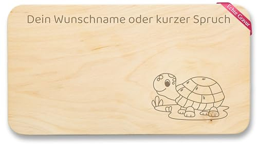 Frühstücksbrettchen Holz Natur - Schildkröte I Tier Motiv I Geschenk Kinder mit Name I Text Spruch individuelle Gravur - 22x12 - Holz - brett motiv-brettchen schildkröten personalisierte