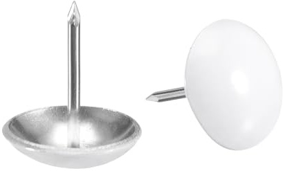 QUARKZMAN 50 Stück Polsternägel 19 mm x 22 mm dekorative Reißzwecken Weiß | runder Kopf, Reißnägel für Möbel Sofa Kopfteile