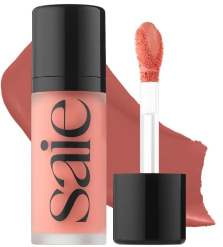 Saie Rouge Tau - Liquid Router, Lightweight with a Blendable Cream Finish, Assembleable, Cheek Colour, Dew, with Doe Makeup Applicator, Warm Powder Pink, 100ml