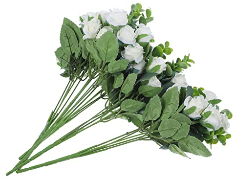 GOOHOCHY 5St künstliche Seidenblumen-Arrangement Hochzeit mit Dekor künstliche Pflanzen Blütenstiele Partysträuße Eukalyptus Anlage Rose schmücken Braut Strauß