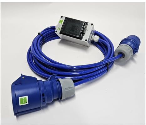NAKA Zwischenzähler Mobiler Stromzähler Zwischenstecker Stecker Kupplung Kabel 230V 16A Kupfer 2,5 mm² 3 m Blau