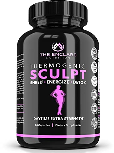 Thermogenic Fat Burner, Appetite Suppressant, Weight Loss Supplement for Women & Men, Metabolism, Energy, Focus, Brain, Caffeine Pills with Chromium, Green Tea Extract, L Theanine, Sculpt 60 Capsules