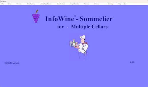 InfoWine | Wine Pairing Software using Artificial Intelligence for wine enthusiasts or Sommeliers | USB with 1-year license | Multiple Cellars | for Windows PC | Quarterly Updates of DB & Software