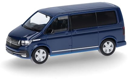 Herpa Modellauto Volkswagen (VW) T6.1 Caravelle, Miniatur im Maßstab 1:87, Sammlerstück, Made in Germany, Modell aus Kunststoff, Farbe: deep Ocean Blue