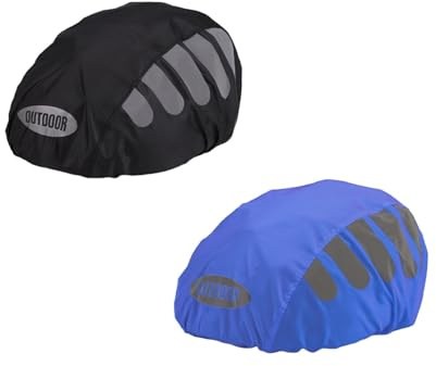 Regenschutz für Fahrradhelm Helmet Raincover Helmschutz Atmungsaktiver und Wasserfester Helmüberzug Reflektierende Fahrrad Regenhaube Universal Helm Überzug (Z-Schwarz/Blau)