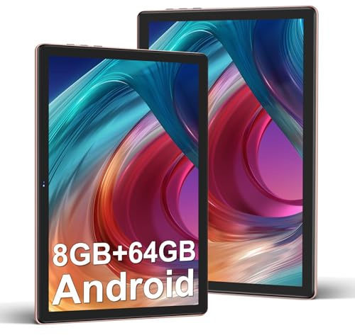 DMOAO Tablette 10 Pouces 4Go RAM(Extensible jusqu'à 8 Go) 64Go ROM 1TB Extensible, Tablette Android 12 avec 5G WiFi, Bluetooth 5.0, 8 cœurs 2.0 GHz, 6000mAh, 1280 * 800, Type-C, Tablette Tactile, Or
