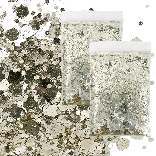 JAONLD Glitzer Basteln,100 g Glitzer Konfetti Glitzerpulver Festival Glitzers für Gesicht,Nageldekoration,Papier,Karten,Maniküre,Party,DIY-Bastelarbeiten(Champagnergold)