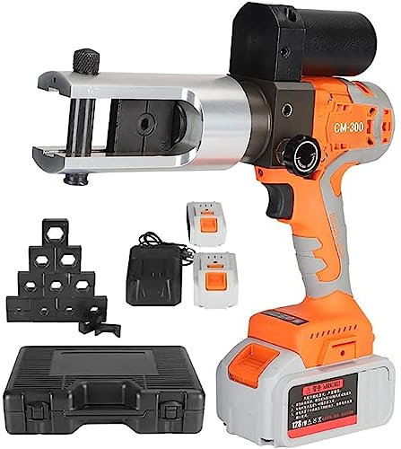 YANDDEA Crimpadora hidráulica Recargable, Crimpadora hidráulica eléctrica con 2 baterías, Herramienta de crimpado hidráulica con Troqueles de 16-300 mm², Herramienta de crimpado de Cable Alimentado
