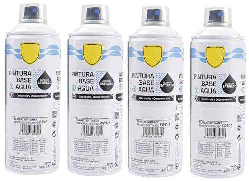 various - Pintura Spray Base Agua 400ml,Ecológica y Sin Olor,Para Muebles,Metal,Plástico y Madera,Colores Duraderos,Cobertura Uniforme - Blanco Satinado,4 unidad